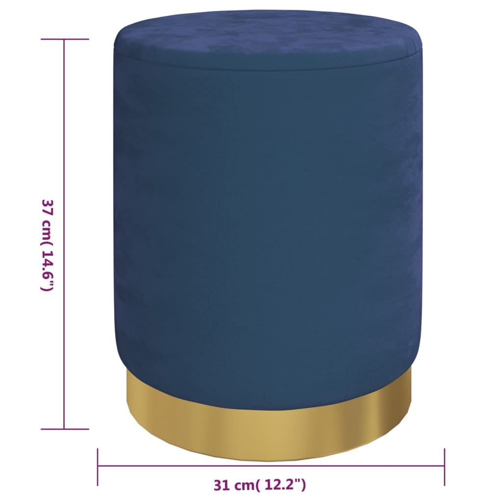 Round Storage Hocker Blue Velvet 12.2" x 14.6"