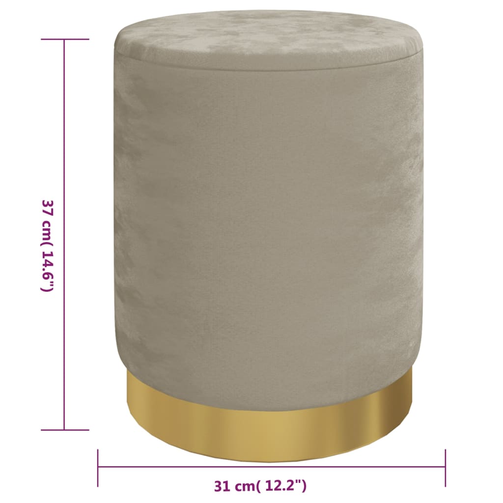 Round Storage Hocker Dark Gray Velvet 12.2" x 14.6"