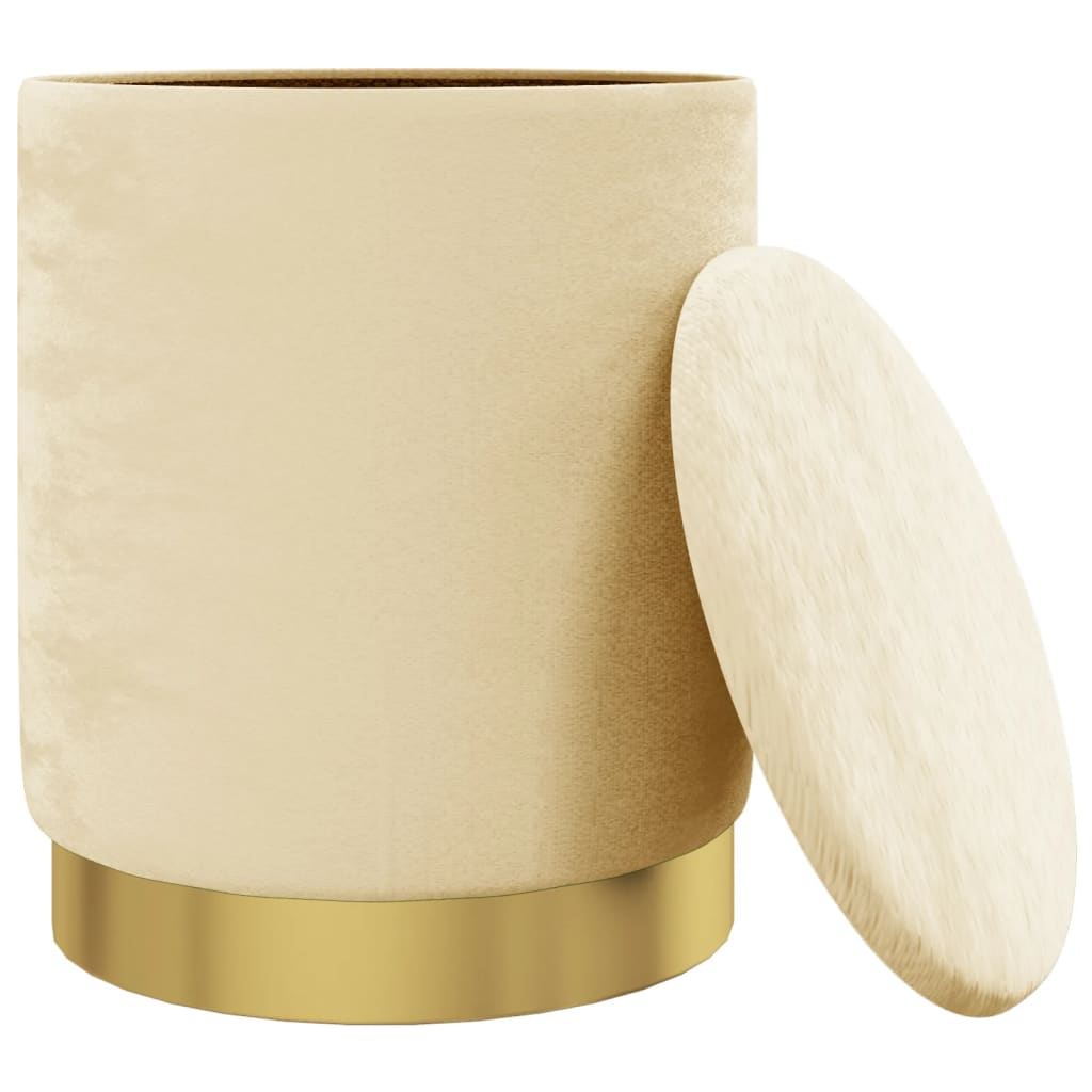 Round Storage Hocker Apricot Velvet 12.2" x 14.6"