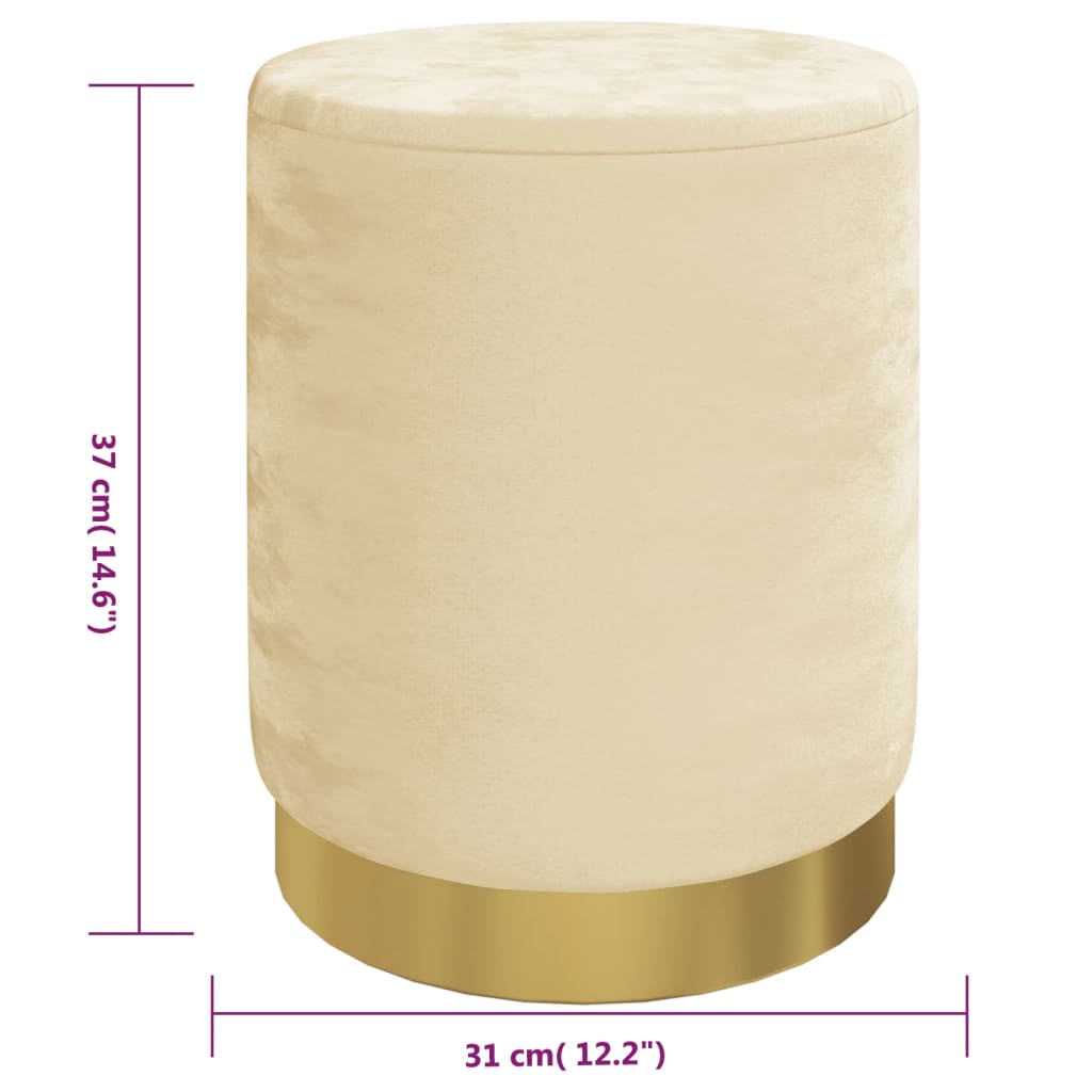 Round Storage Hocker Apricot Velvet 12.2" x 14.6"