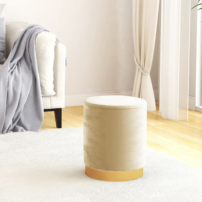 Round Storage Hocker Apricot Velvet 12.2" x 14.6"