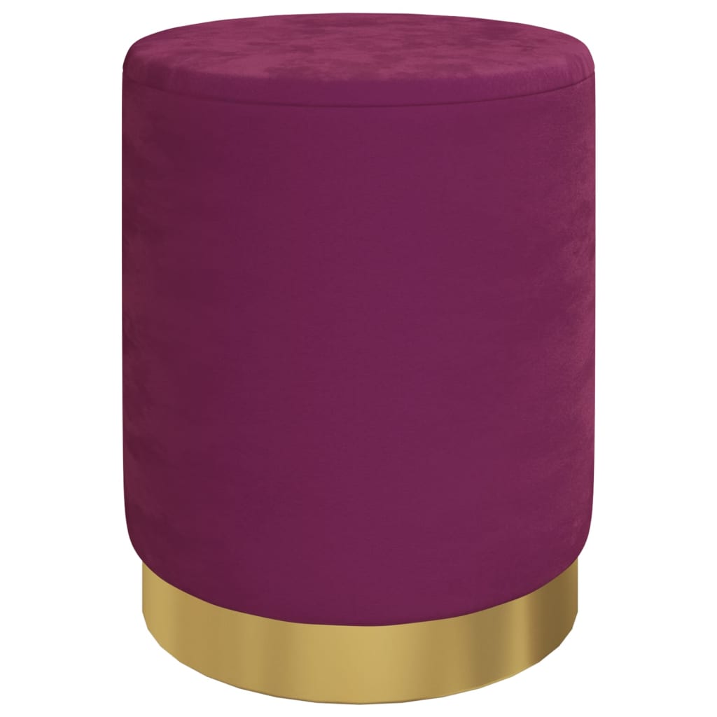 Round Storage Hocker Purple Velvet 12.2" x 14.6"