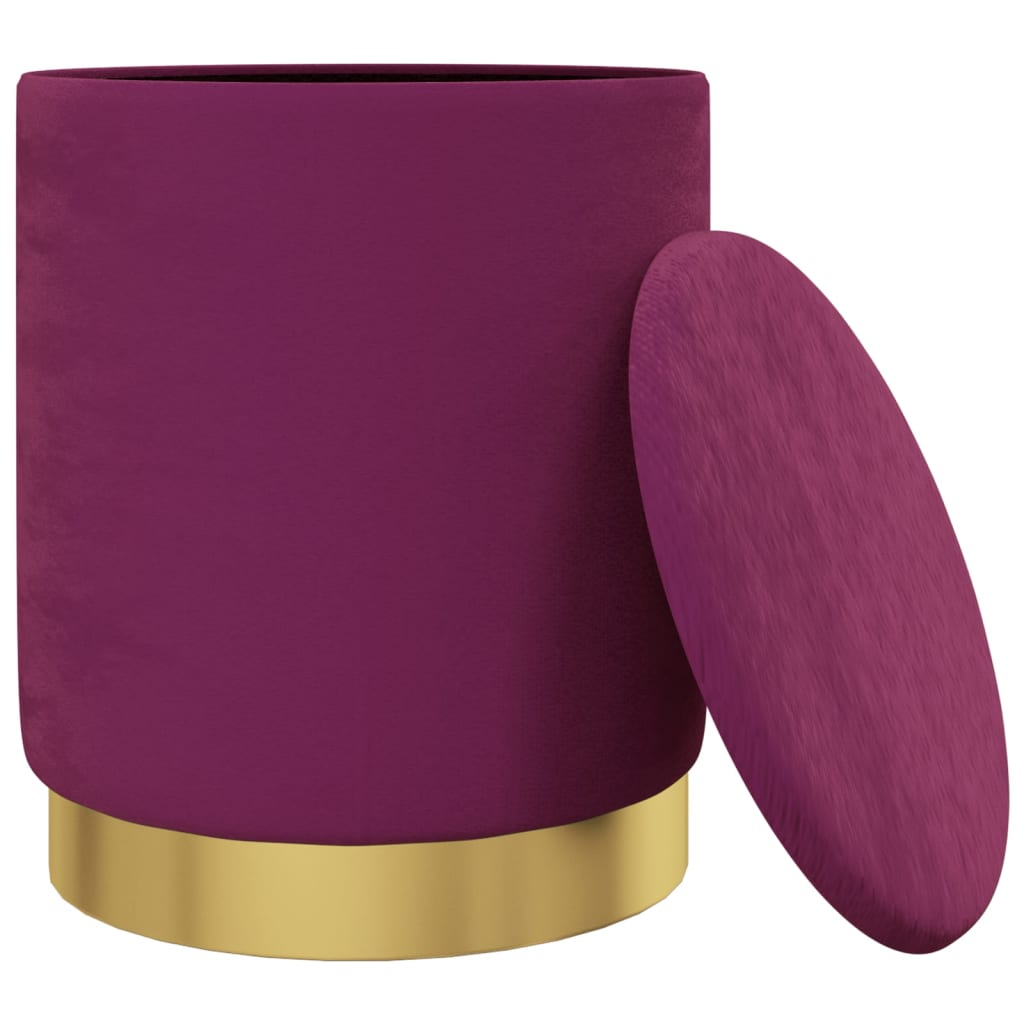 Round Storage Hocker Purple Velvet 12.2" x 14.6"