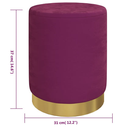 Round Storage Hocker Purple Velvet 12.2" x 14.6"