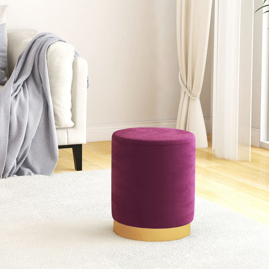 Round Storage Hocker Purple Velvet 12.2" x 14.6"