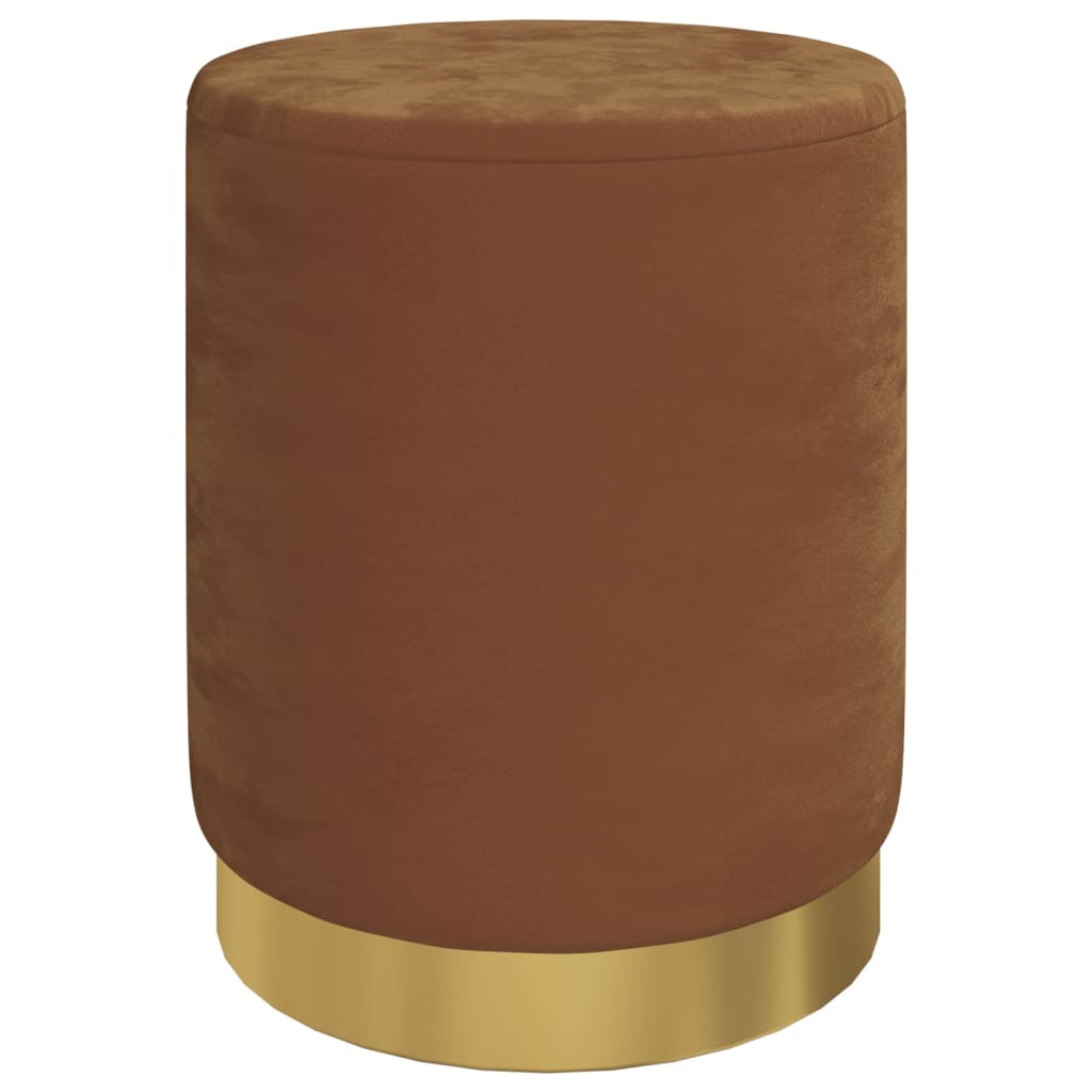 Round Storage Hocker Brown Velvet 12.2" x 14.6"