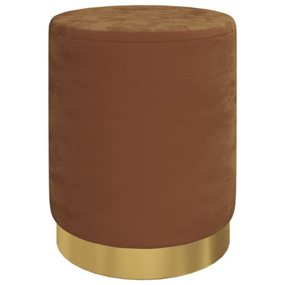 Round Storage Hocker Brown Velvet 12.2" x 14.6"