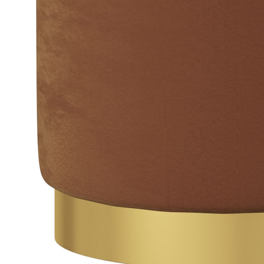 Round Storage Hocker Brown Velvet 12.2" x 14.6"