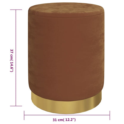 Round Storage Hocker Brown Velvet 12.2" x 14.6"