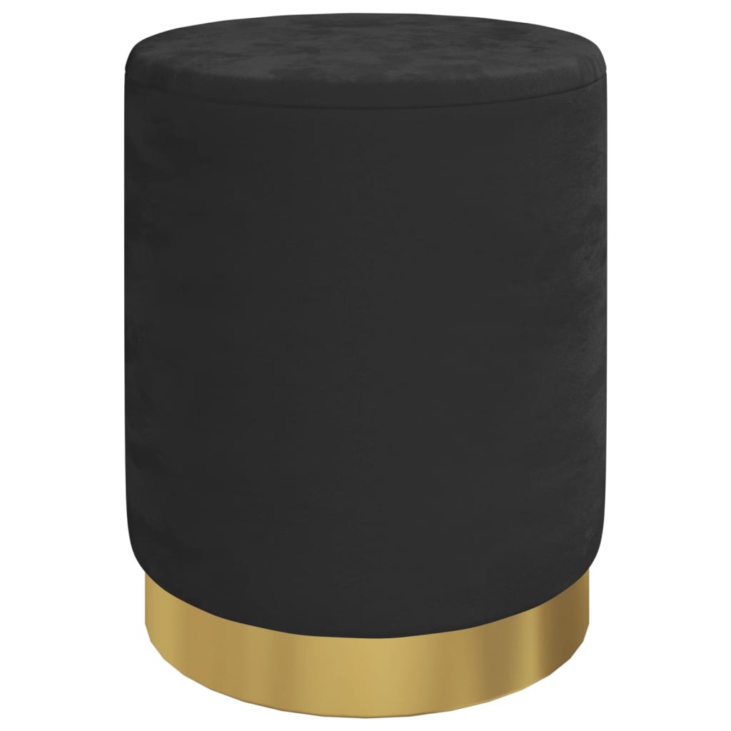 Round Storage Hocker Black Velvet 12.2" x 14.6"