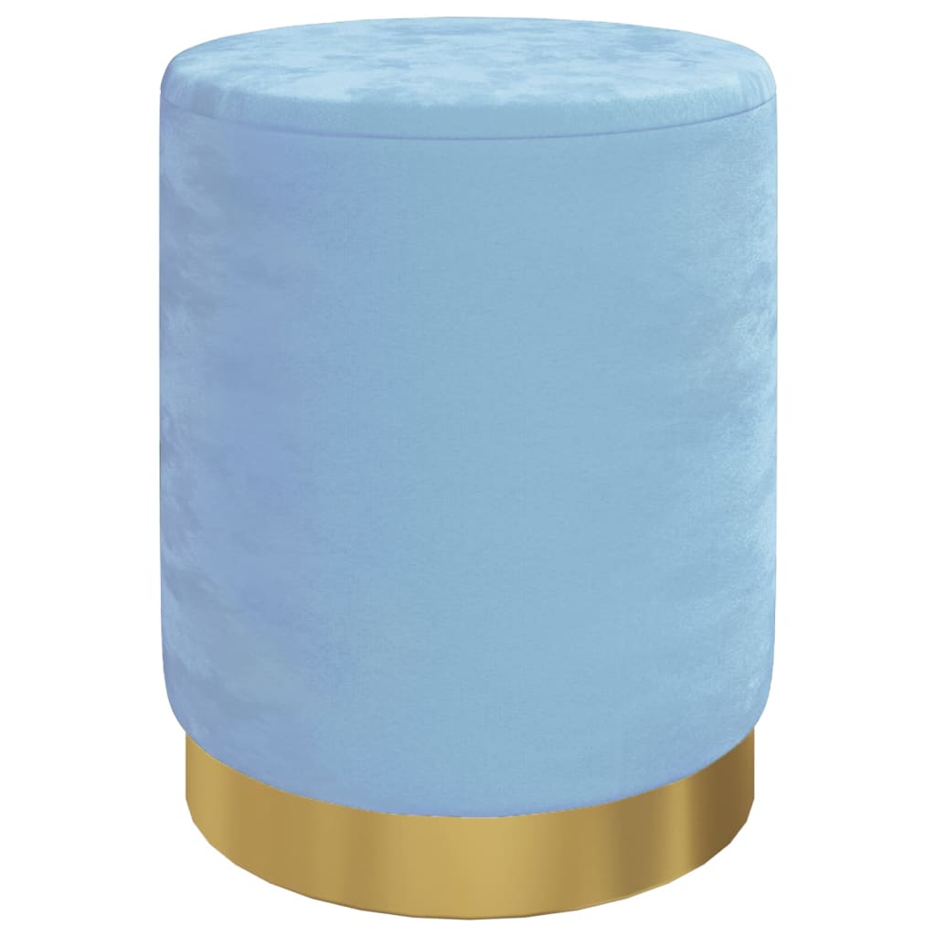 Round Storage Hocker Light Blue Velvet 12.2" x 14.6"