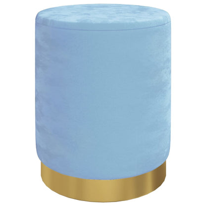 Round Storage Hocker Light Blue Velvet 12.2" x 14.6"