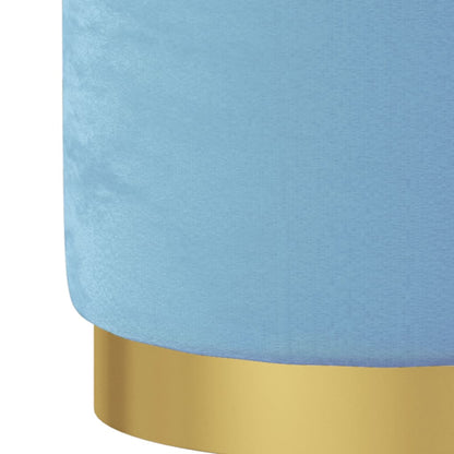 Round Storage Hocker Light Blue Velvet 12.2" x 14.6"