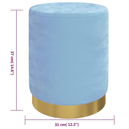 Round Storage Hocker Light Blue Velvet 12.2" x 14.6"