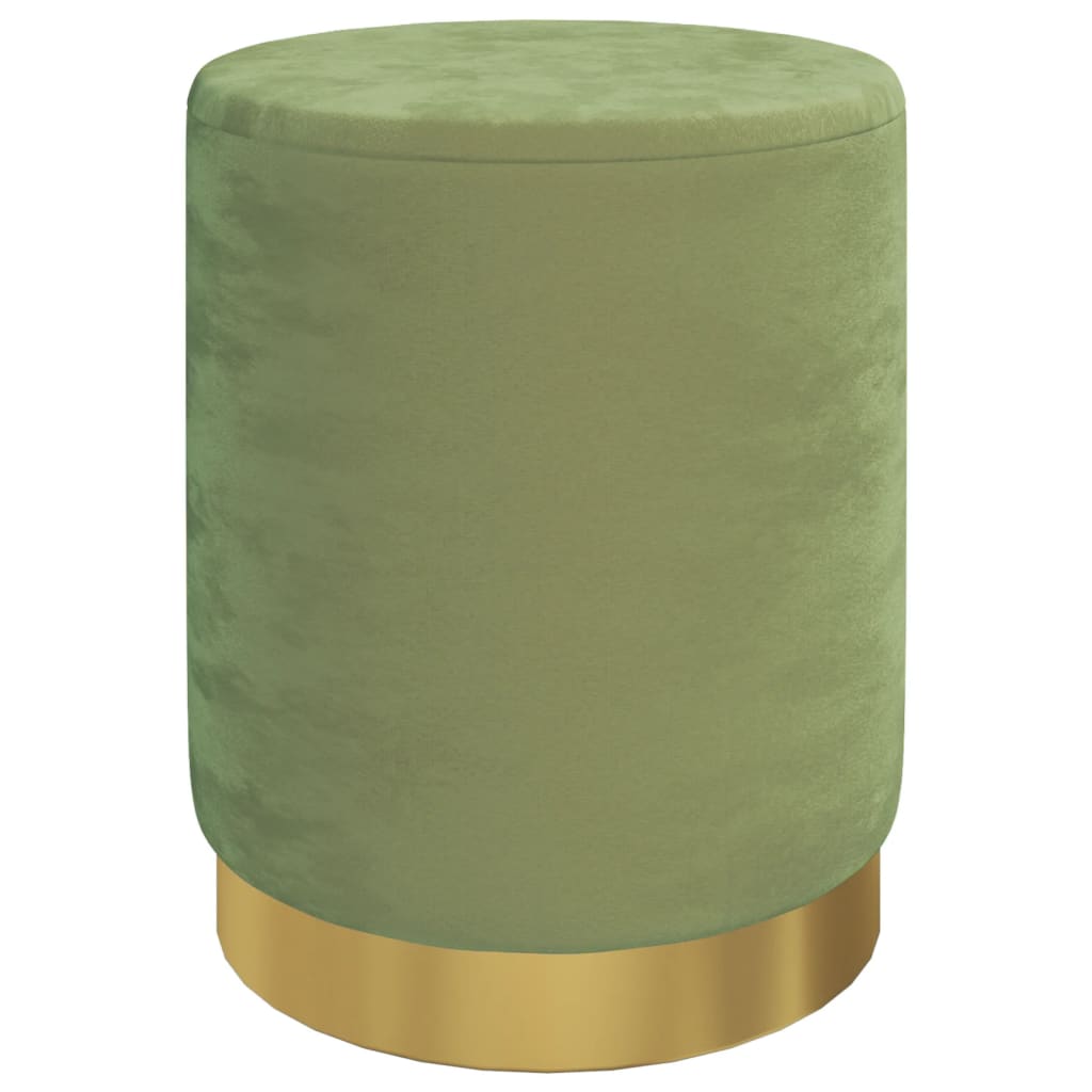 Round Storage Hocker Mustard Green Velvet 12.2" x 14.6"