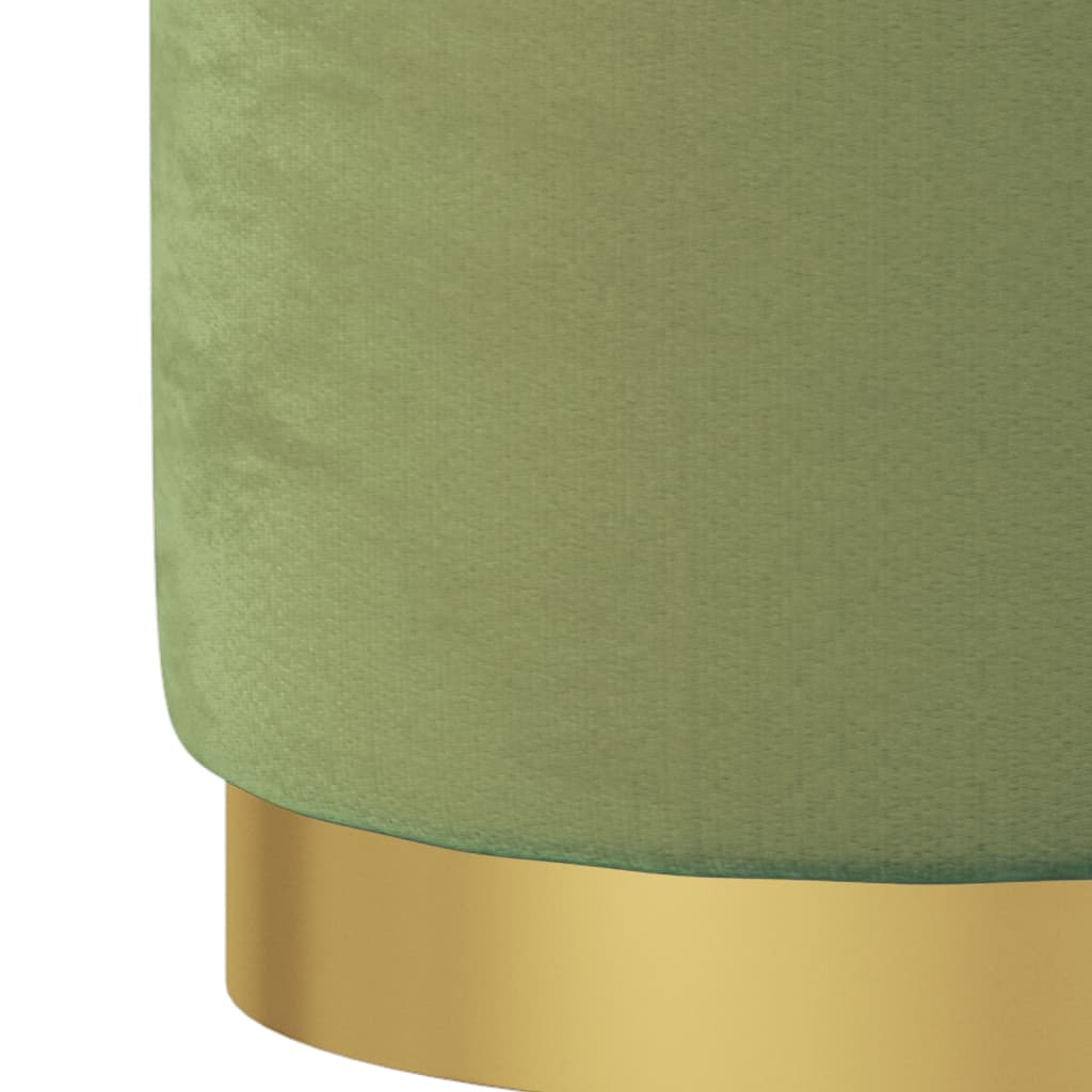 Round Storage Hocker Mustard Green Velvet 12.2" x 14.6"