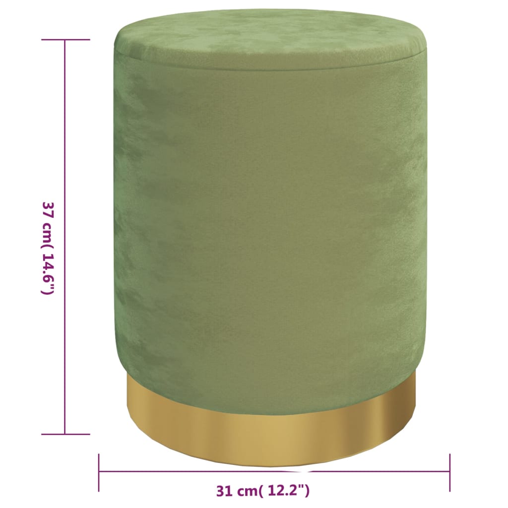 Round Storage Hocker Mustard Green Velvet 12.2" x 14.6"