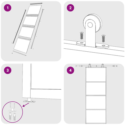 Sliding Door Frosted ESG Glass and Aluminum 29.9"x80.7" White