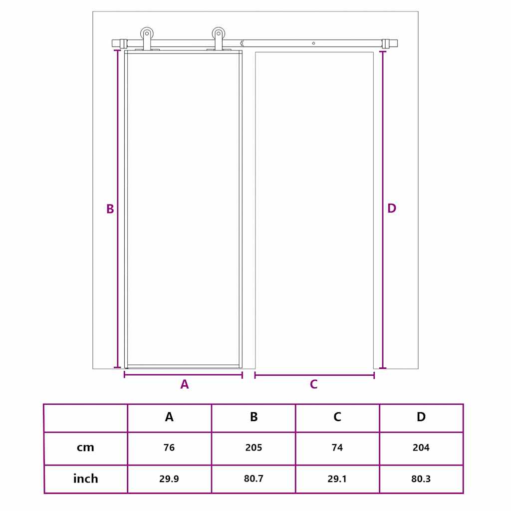 Sliding Door Frosted ESG Glass and Aluminum 29.9"x80.7" White