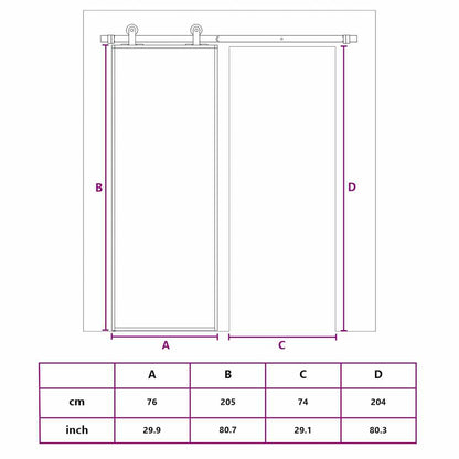 Sliding Door Frosted ESG Glass and Aluminum 29.9"x80.7" White
