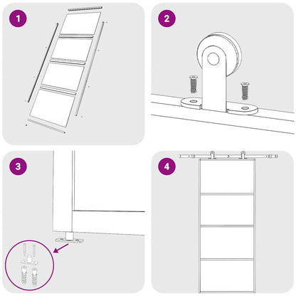 Sliding Door Frosted ESG Glass and Aluminum 35.4"x80.7" White