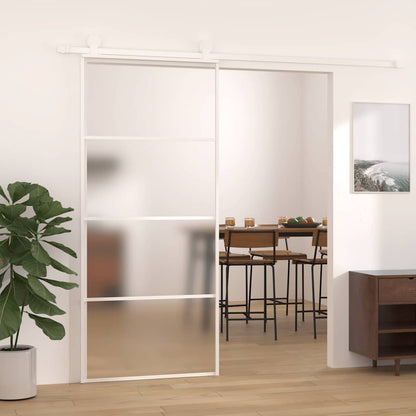 Sliding Door Frosted ESG Glass and Aluminum 35.4"x80.7" White