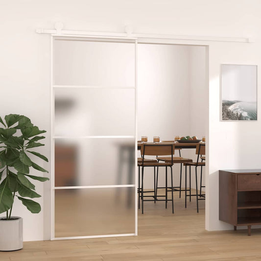 Sliding Door Frosted ESG Glass and Aluminum 35.4"x80.7" White