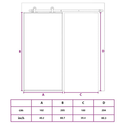 Sliding Door ESG Glass and Aluminum 40.4"x80.7" White