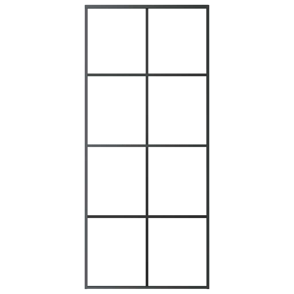 Sliding Door Black 35.4"x80.7" ESG Glass and Aluminum