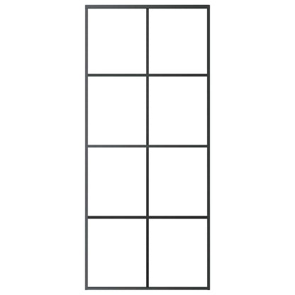 Sliding Door Black 35.4"x80.7" ESG Glass and Aluminum
