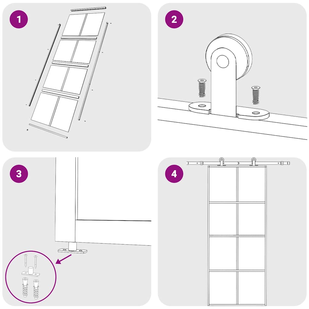Sliding Door Black 35.4"x80.7" ESG Glass and Aluminum