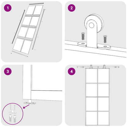 Sliding Door Black 35.4"x80.7" ESG Glass and Aluminum