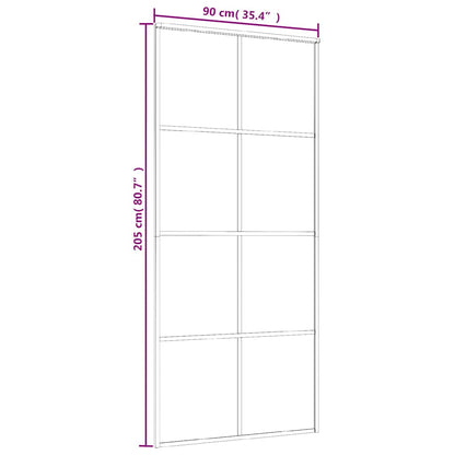 Sliding Door Black 35.4"x80.7" ESG Glass and Aluminum