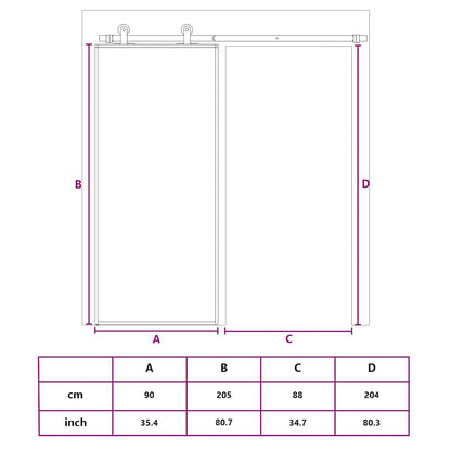 Sliding Door Frosted ESG Glass and Aluminum 35.4"x80.7" White