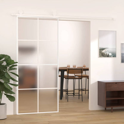 Sliding Door Frosted ESG Glass and Aluminum 35.4"x80.7" White