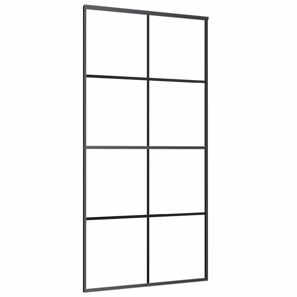 Sliding Door Black 40.4"x80.7" ESG Glass and Aluminum