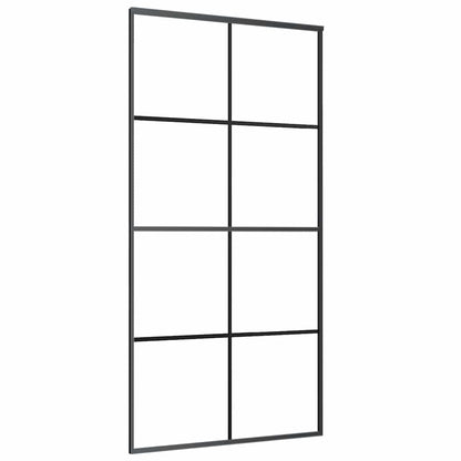 Sliding Door Black 40.4"x80.7" ESG Glass and Aluminum