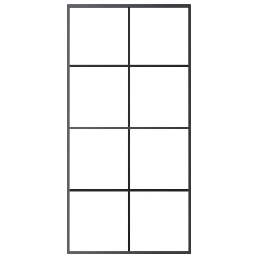 Sliding Door Black 40.4"x80.7" ESG Glass and Aluminum