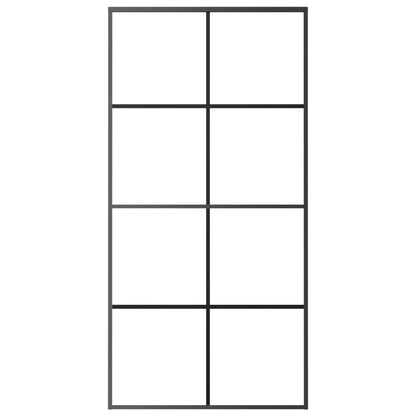 Sliding Door Black 40.4"x80.7" ESG Glass and Aluminum