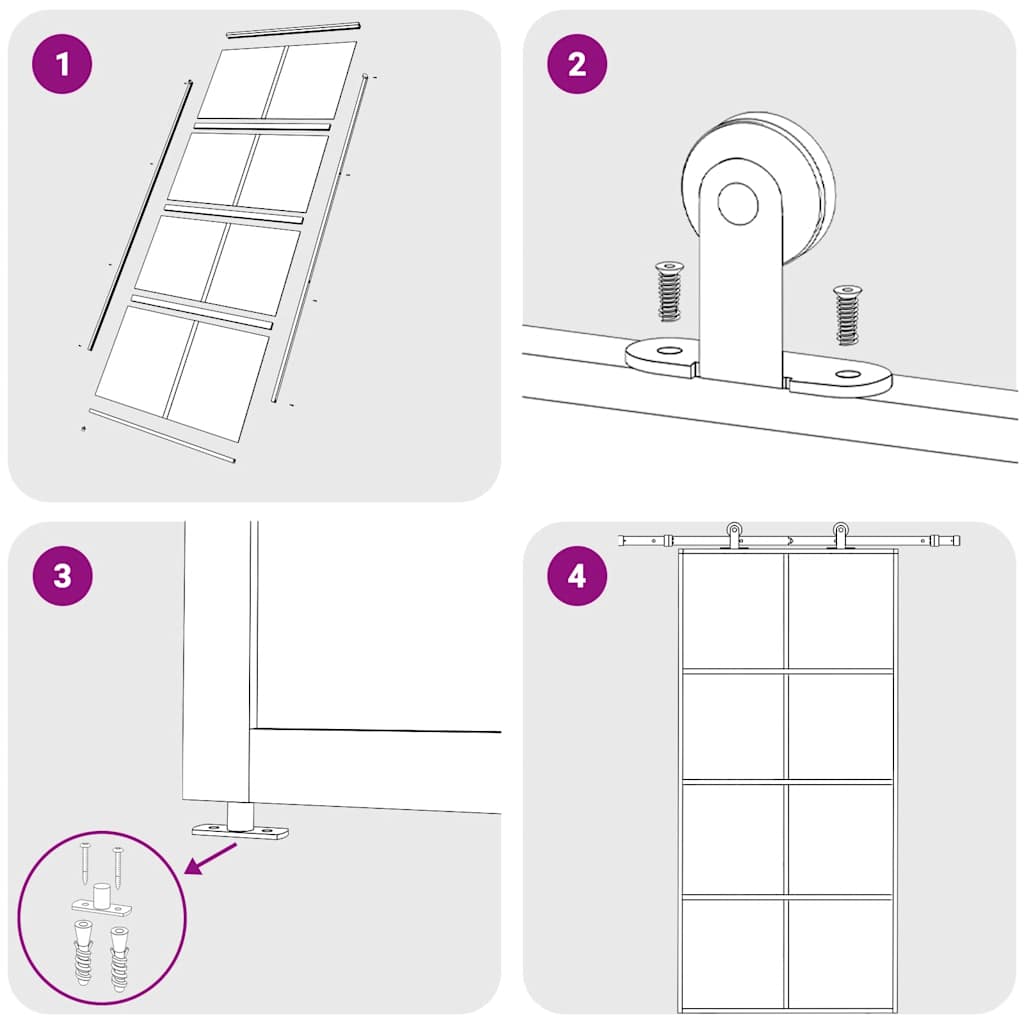 Sliding Door Black 40.4"x80.7" ESG Glass and Aluminum