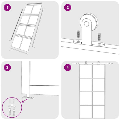 Sliding Door Frosted ESG Glass and Aluminum 40.4"x80.7" White