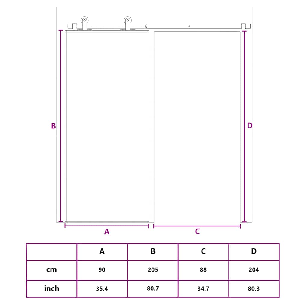 Sliding Door ESG Glass and Aluminum 35.4"x80.7" White