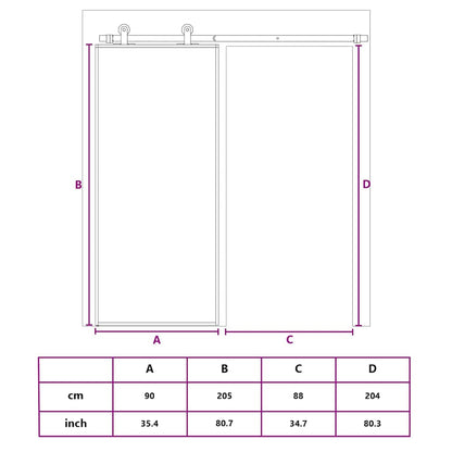 Sliding Door ESG Glass and Aluminum 35.4"x80.7" White