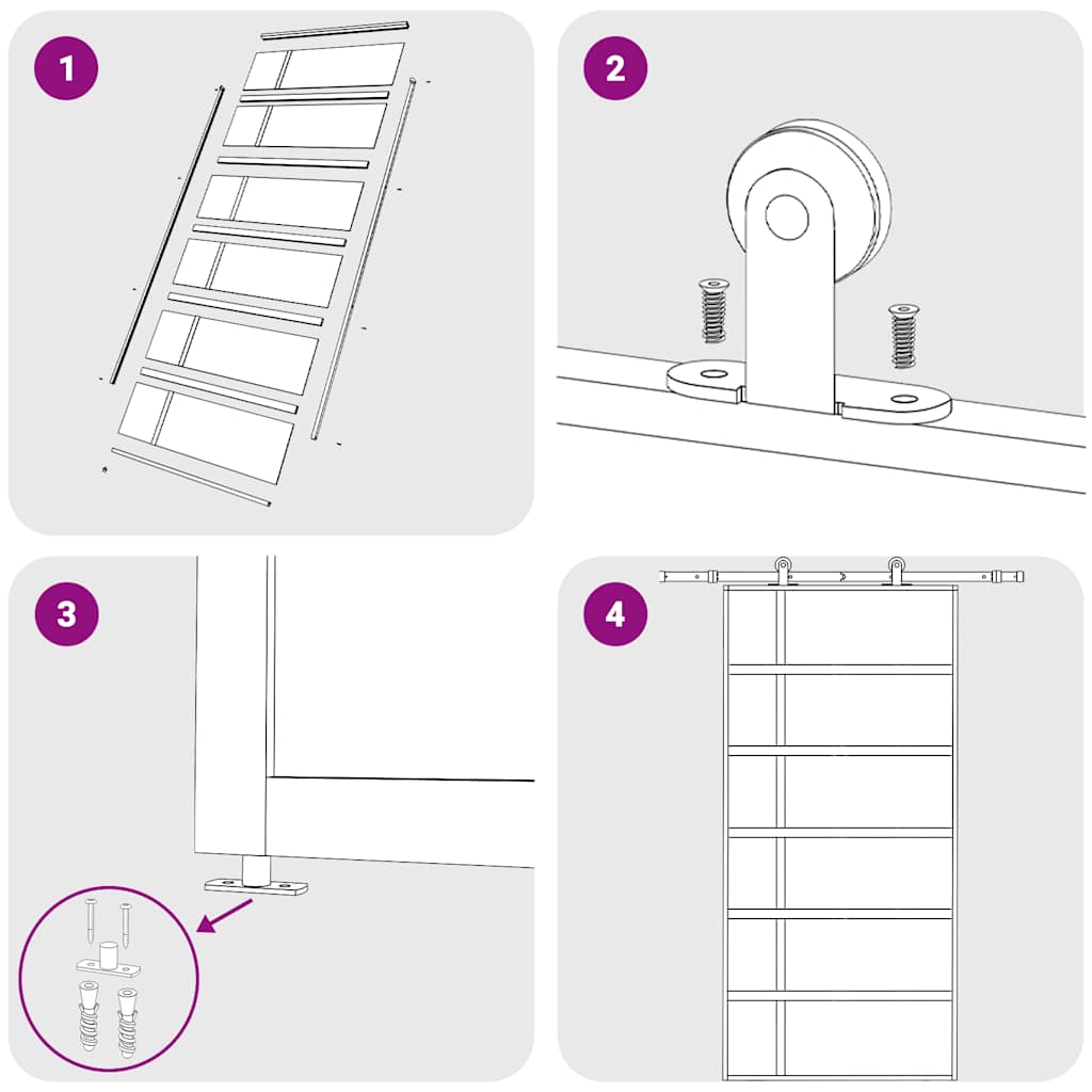 Sliding Door Frosted ESG Glass and Aluminum 40.4"x80.7" White