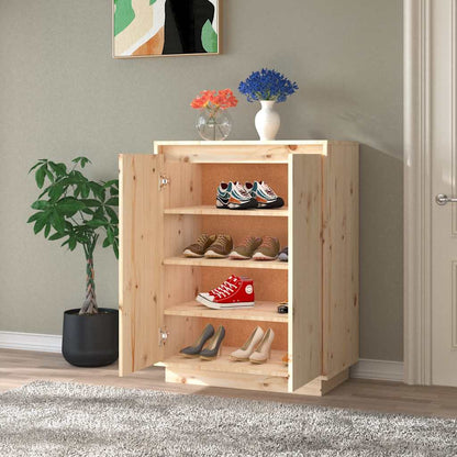 Shoe Cabinet 23.6x13.8x31.5" Solid Wood Pine