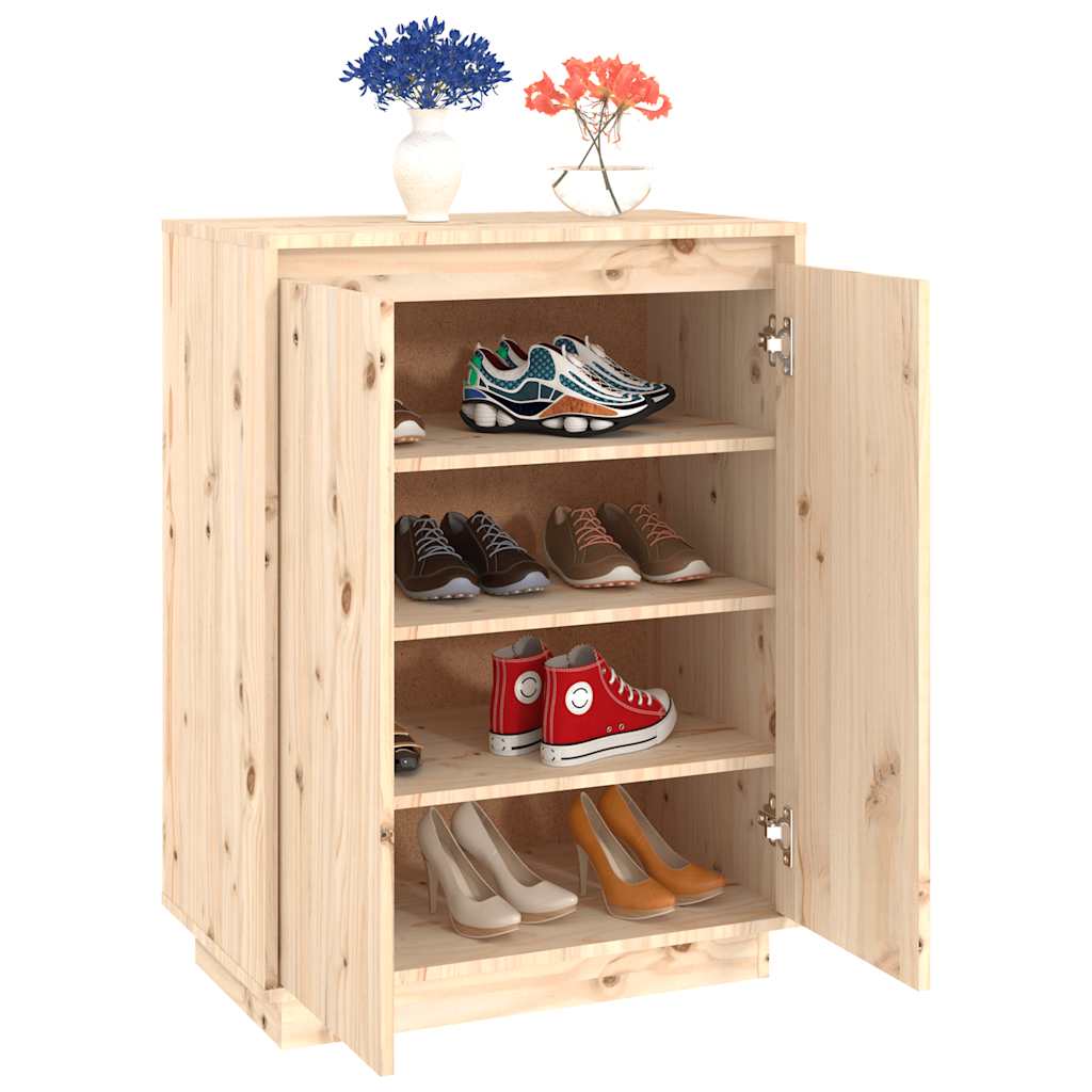 Shoe Cabinet 23.6x13.8x31.5" Solid Wood Pine