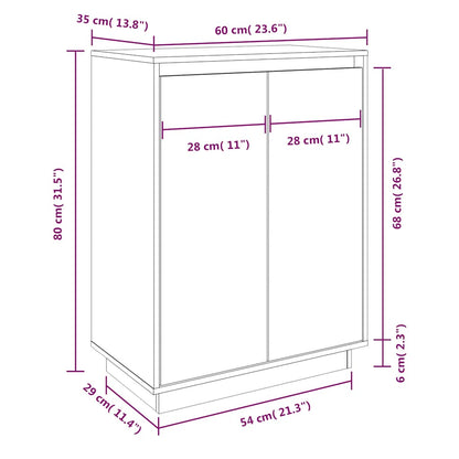 Shoe Cabinet 23.6x13.8x31.5" Solid Wood Pine