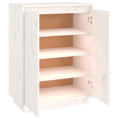 Shoe Cabinet White 23.6x13.8x31.5" Solid Wood Pine