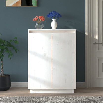Shoe Cabinet White 23.6x13.8x31.5" Solid Wood Pine
