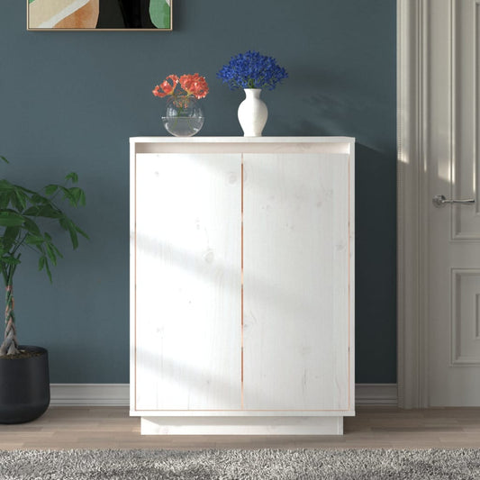 Shoe Cabinet White 23.6x13.8x31.5" Solid Wood Pine
